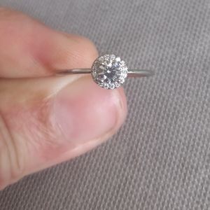 NEW 0.30-Carat Diamond Centerstone + Halo/18K White Gold Ring